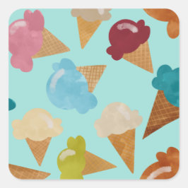 Adesivo Quadrado Sorvete Cones para Sticker Quadrado de Dias