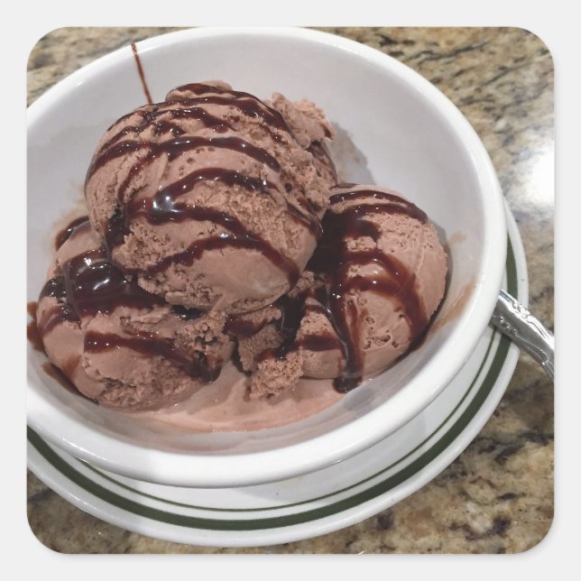 Adesivo Quadrado Sorvete do chocolate (Frente)