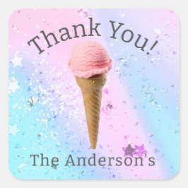 Adesivo Quadrado Sorvete Gênero Revelação Obrigado Garota