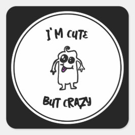 Adesivo Quadrado Sou bonito, mas doodle monster maluco