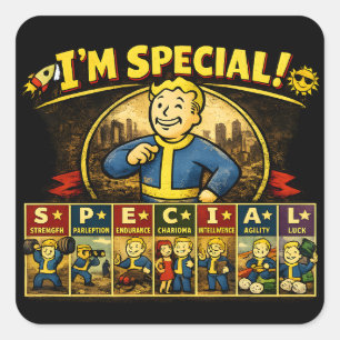 Adesivo Quadrado Sou Especial   Stats Mousepad Inspirado em Fallout