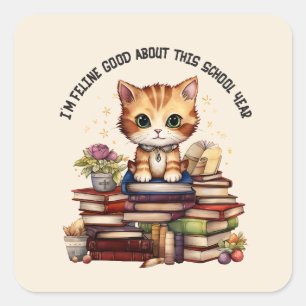Adesivo Quadrado Sou Feline, bom neste ano escolar