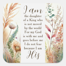 Adesivo Quadrado Sou filha de uma citação de fé cristã-rei