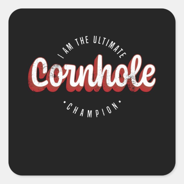 Adesivo Quadrado Sou o campeão da Cornhole. (Frente)