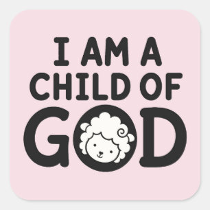 Adesivo Quadrado SOU UM FILHO DE DEUS Presente Cristão para Chás