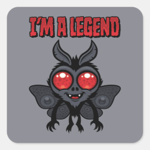 Adesivo Quadrado Sou Uma Lenda - Mothman Assustadoramente Fofo