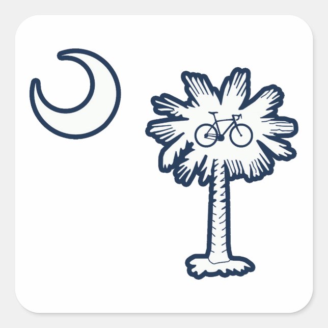 Adesivo Quadrado South Carolina Flag Palm Tree Bike (Frente)