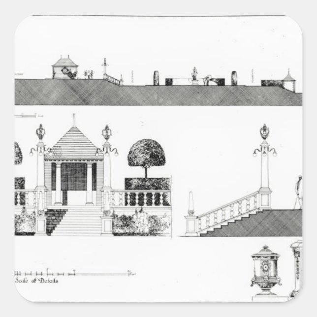 Adesivo Quadrado Southport: Seção e detalhes de terraço superior (Frente)