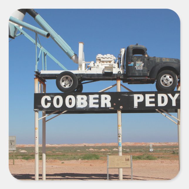 Adesivo Quadrado Souvenir Personalizado do Pedy Outback Coober (Frente)