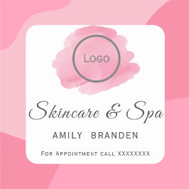 Adesivo Quadrado Spa de texto bolha rosa aquarela
