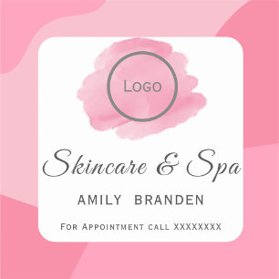 Adesivo Quadrado Spa de texto bolha rosa aquarela