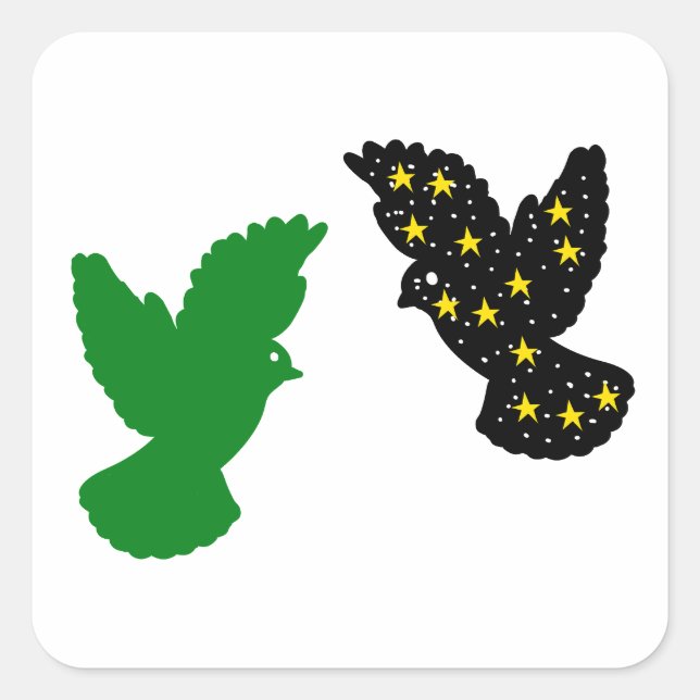 Adesivo Quadrado Space Bird & Green Bird (Frente)