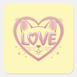 Adesivo Quadrado Sparkling Cat Love