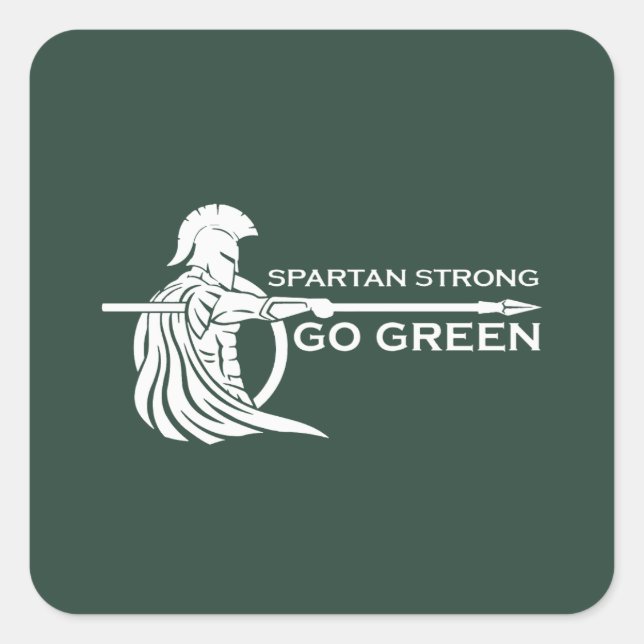 Adesivo Quadrado Spartan Strong Go Green Spartan Warriors (Frente)