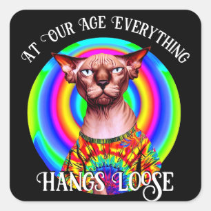 Adesivo Quadrado Sphynx Cat Sobre o Aniversário de Hill