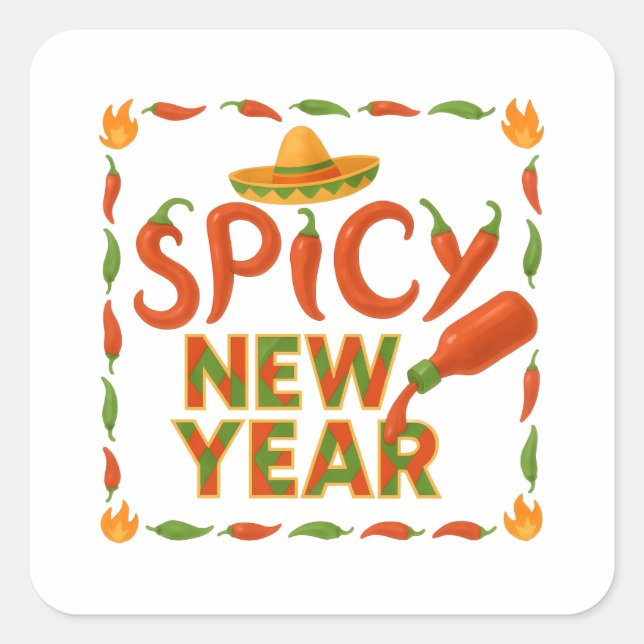 Adesivo Quadrado Spicy New Year (Frente)