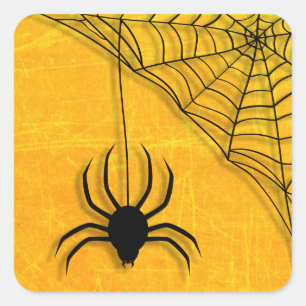 Adesivo Quadrado Spider Web Halloween Black and Orange Stickers