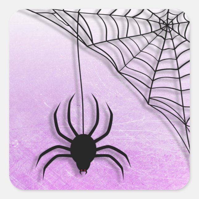 Adesivo Quadrado Spider Web Halloween Black and Purple Stickers (Frente)