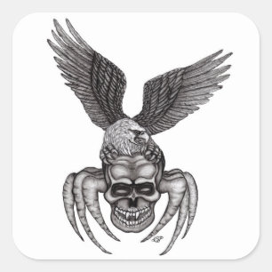 Adesivo Quadrado Spiderskull com Eagle