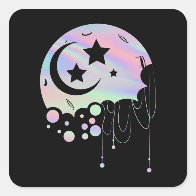 Adesivo Quadrado Spiritual Pastel Goth Kawaii Moon (Frente)