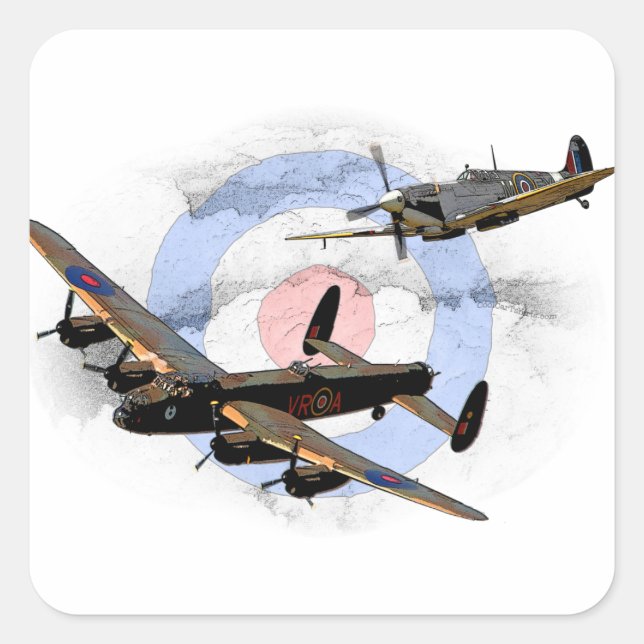 Adesivo Quadrado Spitfire e Lancaster (Frente)