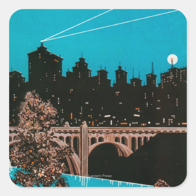 Adesivo Quadrado Spokane Advertising Poster #1Spokane, WA (Frente)