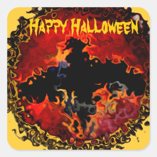 Adesivo Quadrado Spooky Bat no Halloween do Fogo