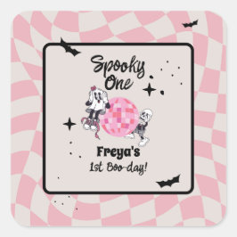 Adesivo Quadrado Spooky Ghoul Halloween First Birthday 