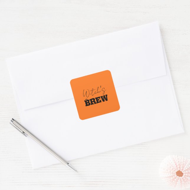 Adesivo Quadrado Spooky Haunted House & Witch Silhouette | (Envelope)