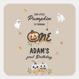 Adesivo Quadrado Spooky Little Pumpkin First Birthday