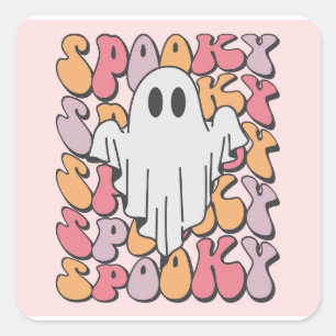 Adesivo Quadrado Spooky Retro Ghost