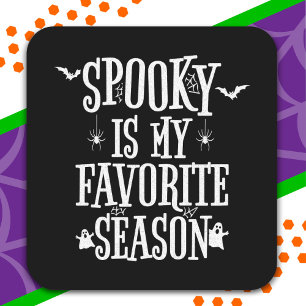 Adesivo Quadrado Spooky Season Ghosts Bats Spiders Happy Halloween