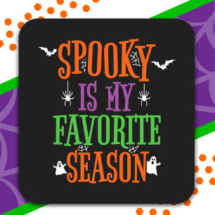 Adesivo Quadrado Spooky Season Ghosts Bats Spiders Happy Halloween