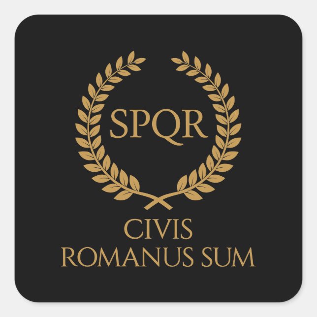 Adesivo Quadrado SPQR Roman Emblem – Civis Romanus Sum Laurel Crest (Frente)