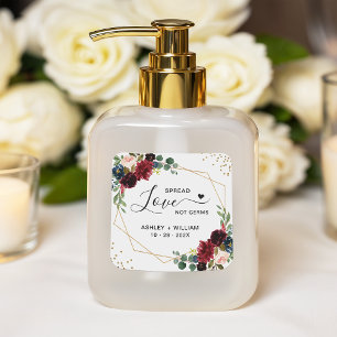 Adesivo Quadrado Spread Love Dourado Marinho Borgonha Floral Saniti