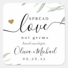 Adesivo Quadrado Spread Love Hand Sanitizer Greenery Wedy Favor