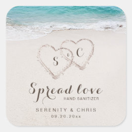 Adesivo Quadrado Spread Love Hearts no favor de casamento da praia 