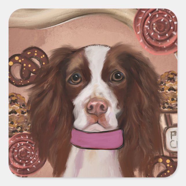 Adesivo Quadrado Springer Spaniel Inglês (Frente)