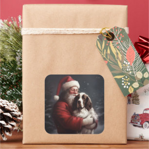 Adesivo Quadrado Springer Spaniel Papai Noel Natal Festivo