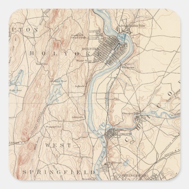 Adesivo Quadrado Springfield, Massachusetts (Frente)