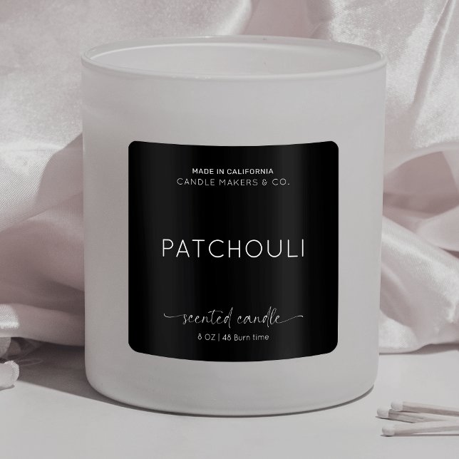 Adesivo Quadrado Sq Preto Mínimo de Encapsulamento de Velas Elegant (Criador carregado)