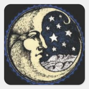 Adesivo Quadrado SQUARE STICKER Vintage-moon-with-stars