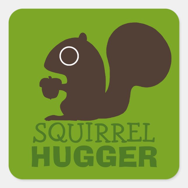 Adesivo Quadrado Squirrel Hugger | Alfândega De Animais Da Floresta (Frente)