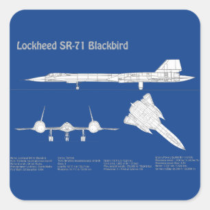 Adesivo Quadrado SR-71 Blackbird - Planos de avião Blueprint ABD