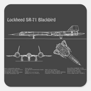 Adesivo Quadrado SR-71 Blackbird - Planos de bordo PD