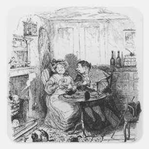 Adesivo Quadrado Sr. Bumble e Sra. Corney que toma o chá