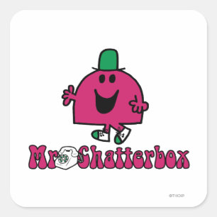 Adesivo Quadrado Sr. Chatterbox Logotipo & telefone