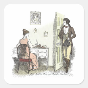 Adesivo Quadrado Sr. Darcy Visitas, Jane Austen Orgulho e Preconcei