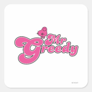 Adesivo Quadrado Sr. Greedy   Letra rosa