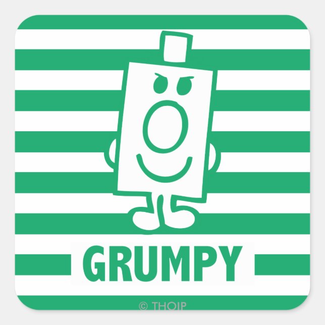Adesivo Quadrado Sr. Grumpy | Grin Mischievous e faixas verdes (Frente)